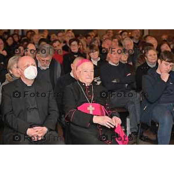 Tiziano Manzoni/LaPresse 5-01- 2024 Bergamo, Italia Cronaca Bergamo Padre Georg Ganswin arcivescovo e segretario di Papa Ratzinger incontra la comunita