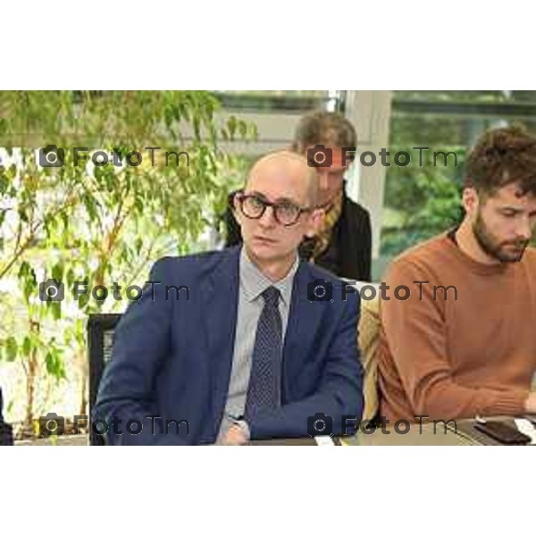 Tiziano Manzoni/LaPresse 30-1- 2025 Italia Cronaca CONFERENZA STAMPA. Prolungamento della linea tramviaria T1 da Albino a Vertova: presentazione del Protocollo d\'Intesa e del progetto Daniele Esposito, Sindaco del Comune di Albino