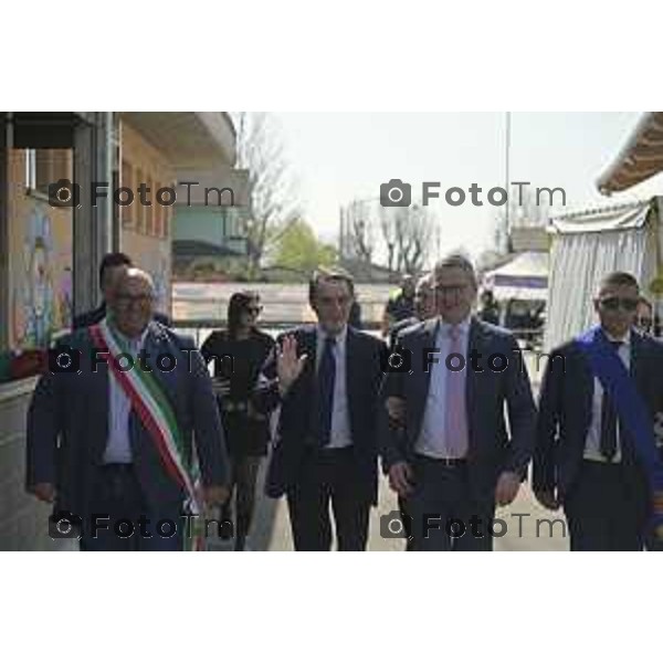 Tiziano Manzoni/LaPresse 04-3- 2025 Italia Cronaca Bergamo Cerimonia di intitolazione dell\'Agri Hub di Spirano a Roberto Maroni Bergamo