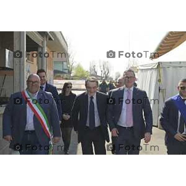 Tiziano Manzoni/LaPresse 04-3- 2025 Italia Cronaca Bergamo Cerimonia di intitolazione dell\'Agri Hub di Spirano a Roberto Maroni Bergamo