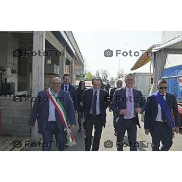 Tiziano Manzoni/LaPresse 04-3- 2025 Italia Cronaca Bergamo Cerimonia di intitolazione dell\'Agri Hub di Spirano a Roberto Maroni Bergamo