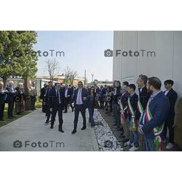 Tiziano Manzoni/LaPresse 04-3- 2025 Italia Cronaca Bergamo Cerimonia di intitolazione dell\'Agri Hub di Spirano a Roberto Maroni Bergamo