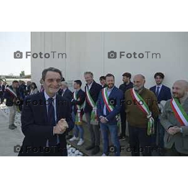 Tiziano Manzoni/LaPresse 04-3- 2025 Italia Cronaca Bergamo Cerimonia di intitolazione dell\'Agri Hub di Spirano a Roberto Maroni Bergamo