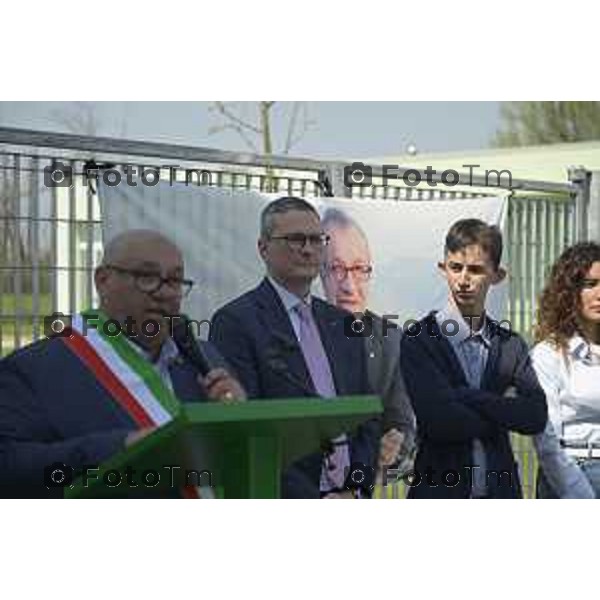 Tiziano Manzoni/LaPresse 04-3- 2025 Italia Cronaca Bergamo Cerimonia di intitolazione dell\'Agri Hub di Spirano a Roberto Maroni Bergamo