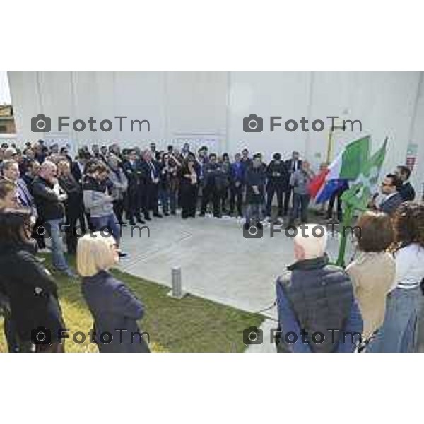 Tiziano Manzoni/LaPresse 04-3- 2025 Italia Cronaca Bergamo Cerimonia di intitolazione dell\'Agri Hub di Spirano a Roberto Maroni Bergamo