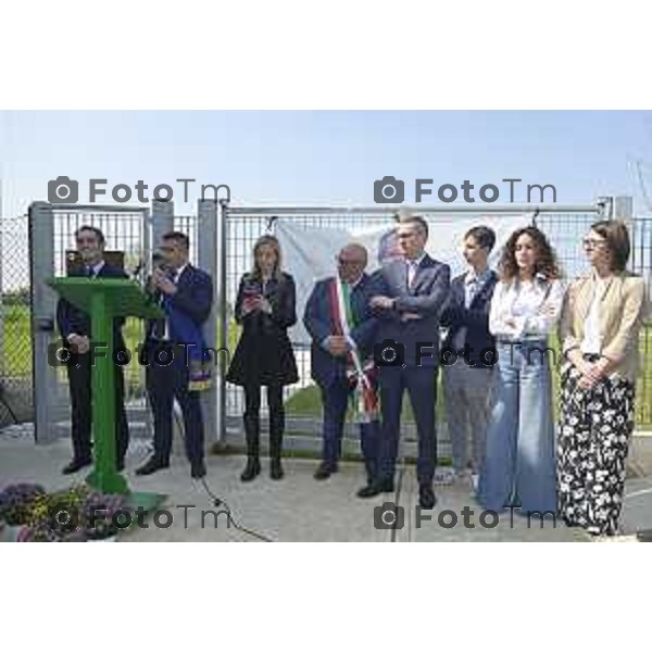Tiziano Manzoni/LaPresse 04-3- 2025 Italia Cronaca Bergamo Cerimonia di intitolazione dell\'Agri Hub di Spirano a Roberto Maroni Bergamo