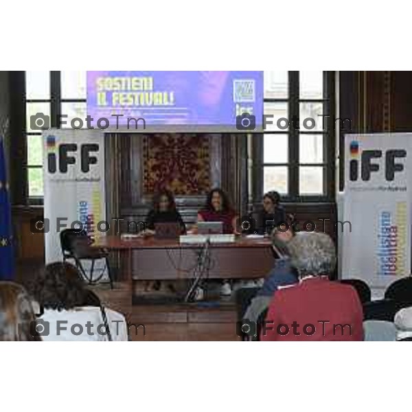 Tiziano Manzoni/LaPresse 14-4- 2025 Italia Cronaca Bergamo Presentazione concorso cinematografico internazionale per il cortometraggio dedicato a inclusione identita e intercultura Daphne Di Cinto Daniela Meridda Sergio Gandi