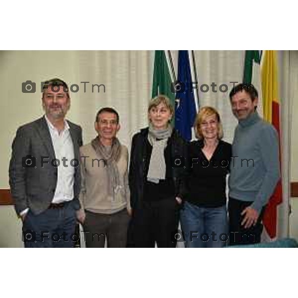 Tiziano Manzoni/LaPresse 14-4- 2025 Italia Cronaca Bergamo Bergamo conferenza restauro e la valorizzazione degli orti di San Tomaso. Silvano Armellini, Luigino Pirola, Mariola Peretti, Oriana Ruzzini, Angelo Maestroni