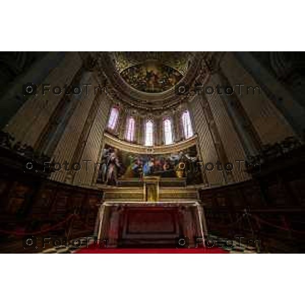 Tiziano Manzoni/LaPresse 16-4- 2025 Italia Cronaca Bergamo Elena Carnevali,Bergamo Restaurato dipinto di Camillo Procaccini nella Basilica di Santa Maria Maggiore.