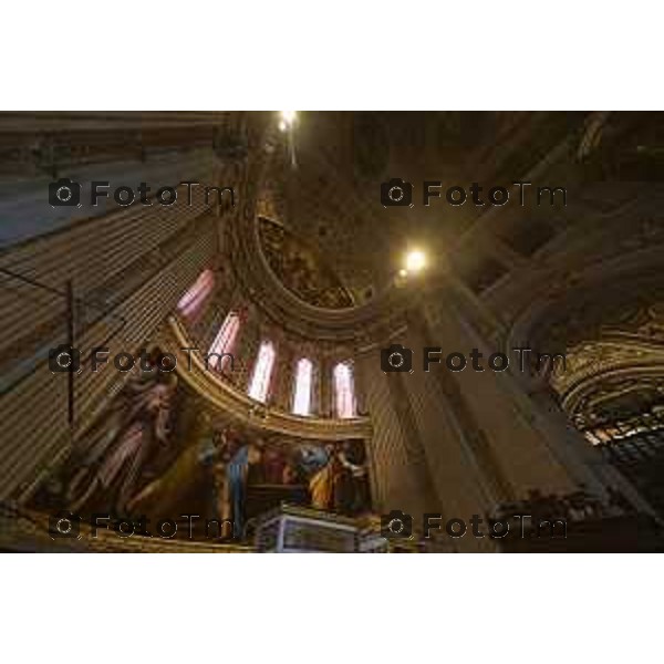 Tiziano Manzoni/LaPresse 16-4- 2025 Italia Cronaca Bergamo Elena Carnevali,Bergamo Restaurato dipinto di Camillo Procaccini nella Basilica di Santa Maria Maggiore.
