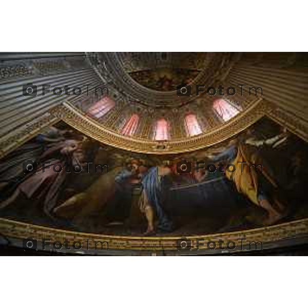 Tiziano Manzoni/LaPresse 16-4- 2025 Italia Cronaca Bergamo Elena Carnevali,Bergamo Restaurato dipinto di Camillo Procaccini nella Basilica di Santa Maria Maggiore.