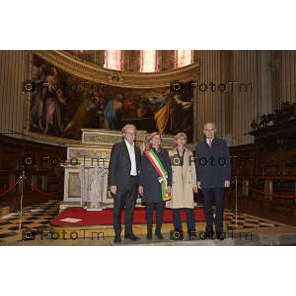 Tiziano Manzoni/LaPresse 16-4- 2025 Italia Cronaca Bergamo Elena Carnevali,Bergamo Restaurato dipinto di Camillo Procaccini nella Basilica di Santa Maria Maggiore.