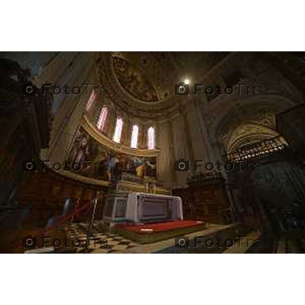 Tiziano Manzoni/LaPresse 16-4- 2025 Italia Cronaca Bergamo Elena Carnevali,Bergamo Restaurato dipinto di Camillo Procaccini nella Basilica di Santa Maria Maggiore.