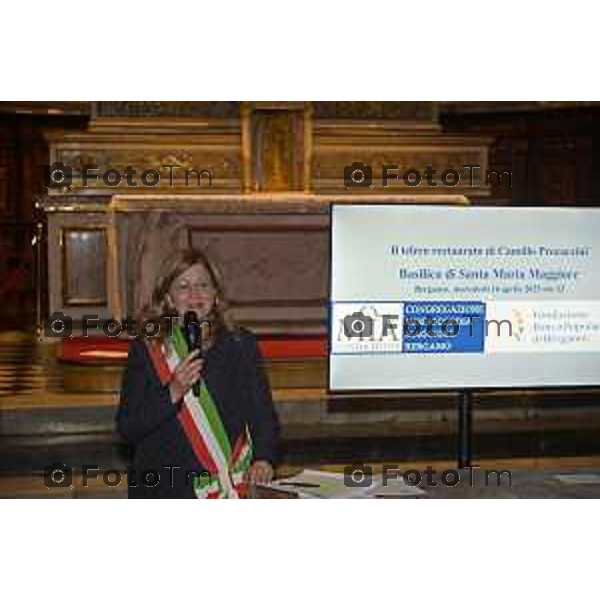 Tiziano Manzoni/LaPresse 16-4- 2025 Italia Cronaca Bergamo Elena Carnevali,Bergamo Restaurato dipinto di Camillo Procaccini nella Basilica di Santa Maria Maggiore.
