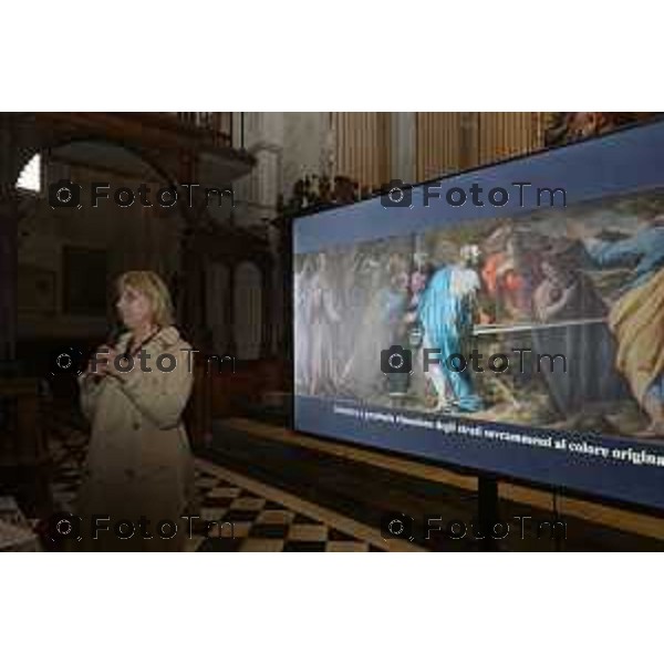 Tiziano Manzoni/LaPresse 16-4- 2025 Italia Cronaca Bergamo Elena Carnevali,Bergamo Restaurato dipinto di Camillo Procaccini nella Basilica di Santa Maria Maggiore. Delfina Fagnani restauratrice – Sesti Restauri
