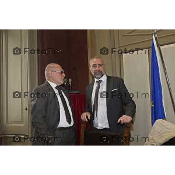 Tiziano Manzoni/LaPresse 17 -4- 2025 Italia Cronaca Bergamo Alzano Lombardo Bg firma. Protocollo di intesa per la realizzazione del nuovo ospedale Giupponi Marco Passeretta,