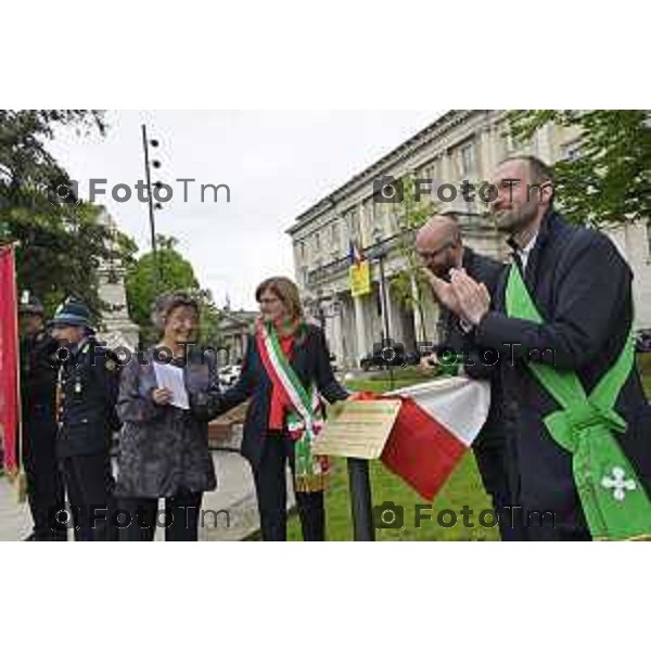 Tiziano Manzoni/LaPresse 24-4- 2025 Italia Cronaca Bergamo Elena Carnevali, Bergamo cerimonia svelamento della targa dedicata a Giacomo Matteotti