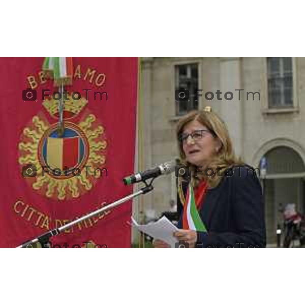 Tiziano Manzoni/LaPresse 24-4- 2025 Italia Cronaca Bergamo Elena Carnevali, Bergamo cerimonia svelamento della targa dedicata a Giacomo Matteotti