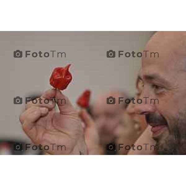 Tiziano Manzoni/LaPresse 4-5- 2025 Italia Cronaca Bergamo Chiuduno Tatoo fiera 4 tappa del Campionato italiano super hot mangiatori di peperoncino creato da Giancarlo Gasparotto in arte “Jack Pepper”, primo classificato Giovanni Mora.