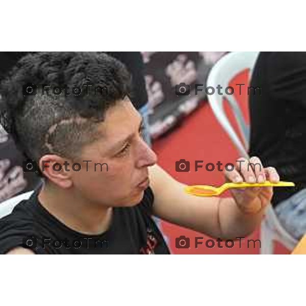 Tiziano Manzoni/LaPresse 4-5- 2025 Italia Cronaca Bergamo Chiuduno Tatoo fiera 4 tappa del Campionato italiano super hot mangiatori di peperoncino creato da Giancarlo Gasparotto in arte “Jack Pepper”, primo classificato Giovanni Mora.