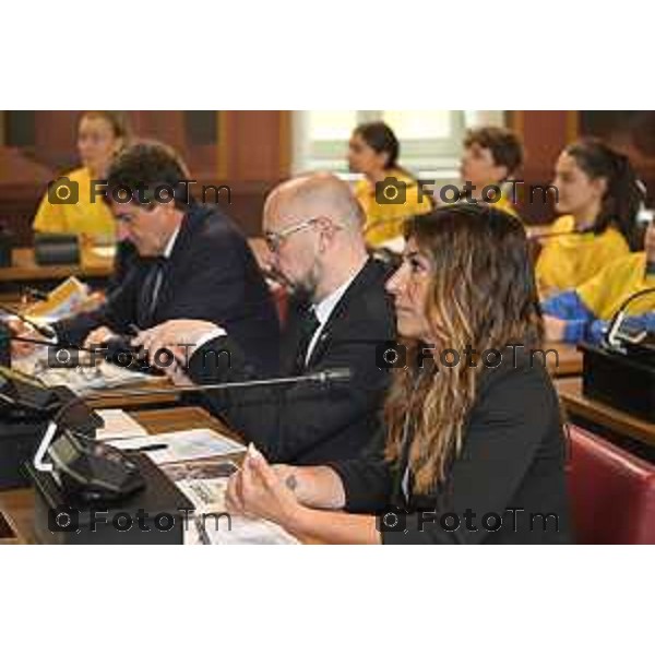 Tiziano Manzoni/LaPresse 12-4- 2025 Italia Cronaca Elena Carnevali,Bergamo Città Europea dello Sport 2027. Difesa della candidatura | Con Assessore Messina e Maurizia Cacciatori.