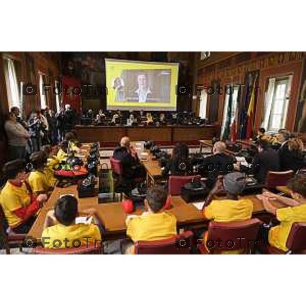 Tiziano Manzoni/LaPresse 12-4- 2025 Italia Cronaca Elena Carnevali,Bergamo Città Europea dello Sport 2027. Difesa della candidatura | Con Assessore Messina e Maurizia Cacciatori.