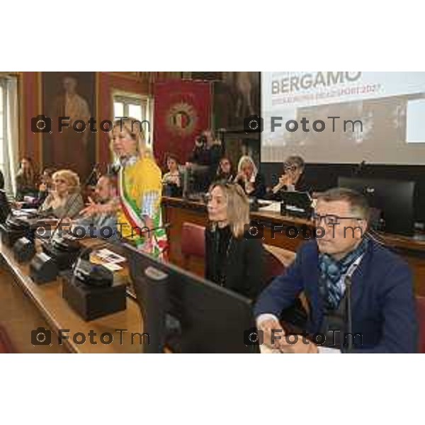 Tiziano Manzoni/LaPresse 12-4- 2025 Italia Cronaca Elena Carnevali,Bergamo Città Europea dello Sport 2027. Difesa della candidatura | Con Assessore Messina e Maurizia Cacciatori.
