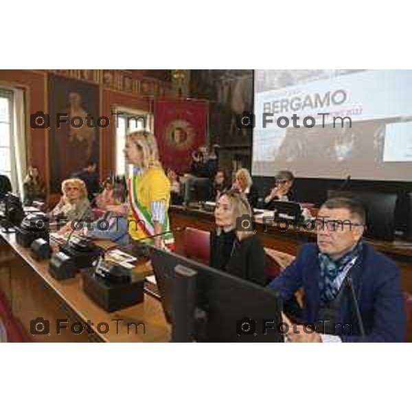 Tiziano Manzoni/LaPresse 12-4- 2025 Italia Cronaca Elena Carnevali,Bergamo Città Europea dello Sport 2027. Difesa della candidatura | Con Assessore Messina e Maurizia Cacciatori.