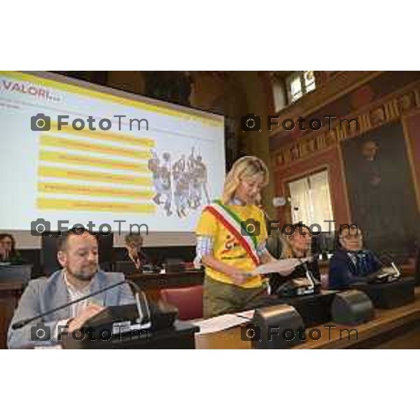 Tiziano Manzoni/LaPresse 12-4- 2025 Italia Cronaca Elena Carnevali,Bergamo Città Europea dello Sport 2027. Difesa della candidatura | Con Assessore Messina e Maurizia Cacciatori.