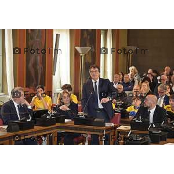 Tiziano Manzoni/LaPresse 12-4- 2025 Italia Cronaca Elena Carnevali,Bergamo Città Europea dello Sport 2027. Difesa della candidatura | Con Assessore Messina e Maurizia Cacciatori.