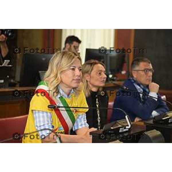 Tiziano Manzoni/LaPresse 12-4- 2025 Italia Cronaca Elena Carnevali,Bergamo Città Europea dello Sport 2027. Difesa della candidatura | Con Assessore Messina e Maurizia Cacciatori.
