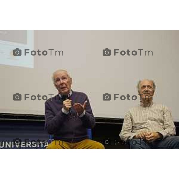 Tiziano Manzoni/LaPresse 15-5- 2025 Italia Cronaca l’Università degli studi di Bergamo incontra Bruno Bozzetto, maestro dell’animazione e fondatore dello Studio Bozzetto, per riflettere su temi d’attualità come la convivenza tra popoli e tra forme di vita.