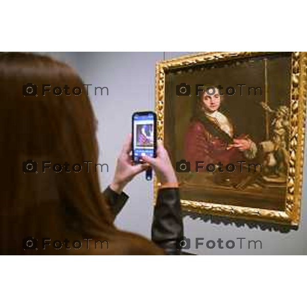 Tiziano Manzoni/LaPresse 15-5- 2025 Italia Cronaca Bergamo Accdemia Carrara Bergamo donazioni Carla Bonfichi dell\'Autoritratto di Bartolomeo Nazari collezione Molinari Pradelli l\'0opera nella sala 12