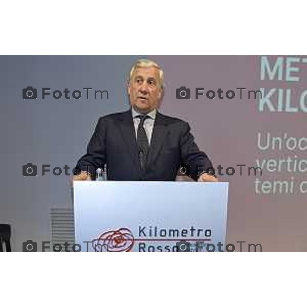 Tiziano Manzoni/LaPresse 29-5- 2025 Italia Cronaca Bergamo presidente del Parlamento Europeo Roberta Metsola al Kilometro rosso, il distretto dell\'innovazione di cui Brembo è motoree il vicepremier Antonio Tajani accolti da Alberto Bombassei.