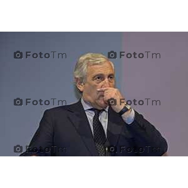 Tiziano Manzoni/LaPresse 29-5- 2025 Italia Cronaca Bergamo presidente del Parlamento Europeo Roberta Metsola al Kilometro rosso, il distretto dell\'innovazione di cui Brembo è motoree il vicepremier Antonio Tajani accolti da Alberto Bombassei.