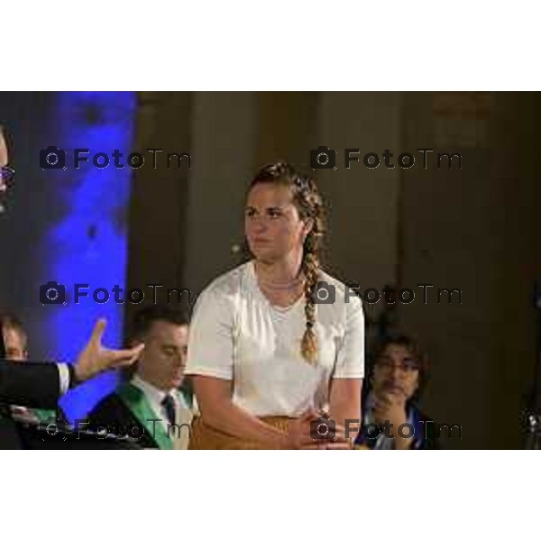 Tiziano Manzoni/LaPresse 7-6- 2025 Italia Cronaca Bergamo Universta 2025 Graduation Day il lancio del tocco nel chiostro maggiore Michela Moioli