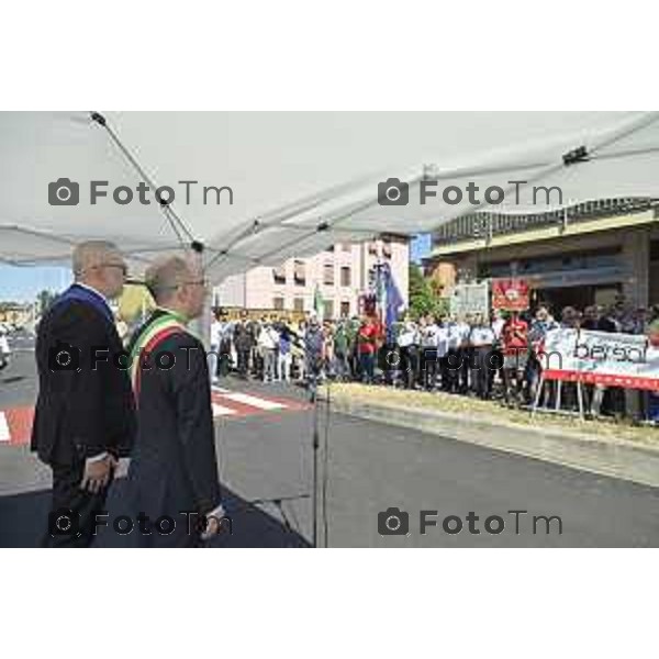 Tiziano Manzoni/LaPresse 28-6- 2025 Italia Cronaca Inaugurazione rotatoria a Ponte San Pietro (SP 342 - ex Briantea)