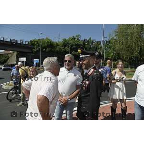 Tiziano Manzoni/LaPresse 28-6- 2025 Italia Cronaca Inaugurazione rotatoria a Ponte San Pietro (SP 342 - ex Briantea)