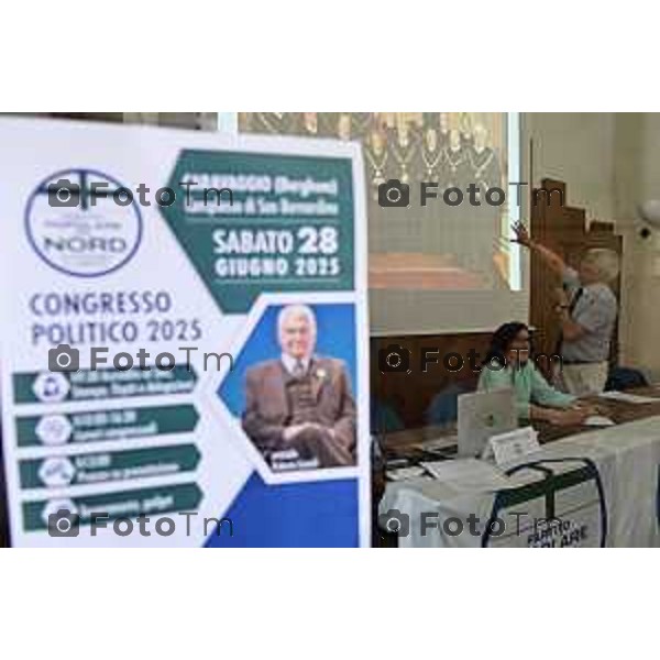 Tiziano Manzoni/LaPresse 28-6- 2025 Italia Cronaca Bergamo Congresso Partito Popolare del Nord – Autonomia e Libertà Caravaggio (Bergamo). Roberto Castelli,