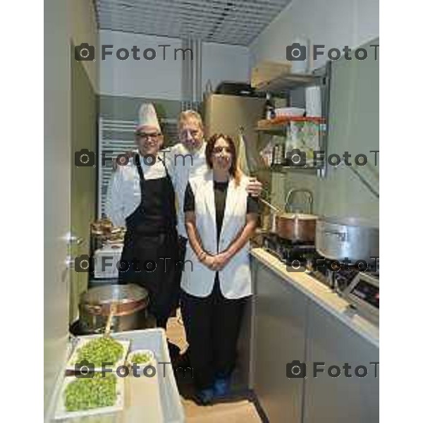 Tiziano Manzoni/LaPresse 09-7- 2025 Italia Cronaca Al Nido di ChorusLife Bergamo la presentazione del primo menù bio 0-3 anni in Lombardia firmato Vicook-Da Vittorio con lo cheff Paolo Rota Davide Leoni AD e la Diretrice Simona