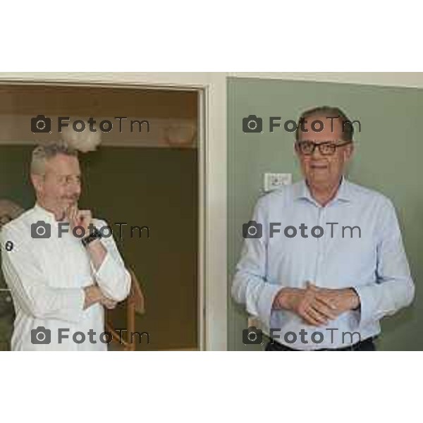 Tiziano Manzoni/LaPresse 09-7- 2025 Italia Cronaca Al Nido di ChorusLife Bergamo la presentazione del primo menù bio 0-3 anni in Lombardia firmato Vicook-Da Vittorio con lo cheff Paolo Rota Davide Leoni AD e la Diretrice Simona