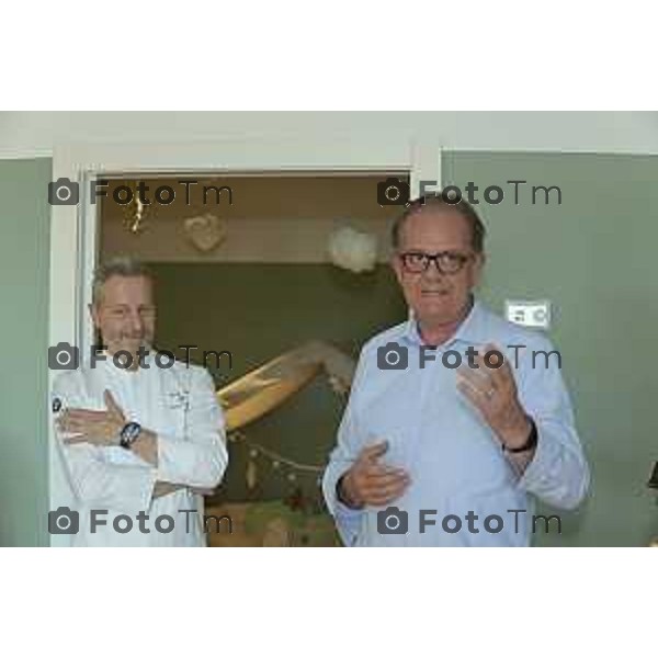 Tiziano Manzoni/LaPresse 09-7- 2025 Italia Cronaca Al Nido di ChorusLife Bergamo la presentazione del primo menù bio 0-3 anni in Lombardia firmato Vicook-Da Vittorio con lo cheff Paolo Rota Davide Leoni AD e la Diretrice Simona