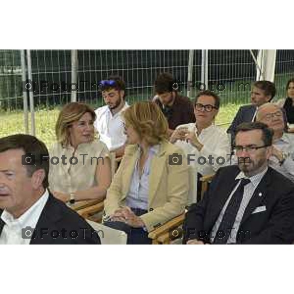 Tiziano Manzoni/LaPresse 10-7- 2025 Italia Cronaca Bergamo area ex caserme,Montelungo posa della prima pietra Colleoni, rigenerazione Bergamo.