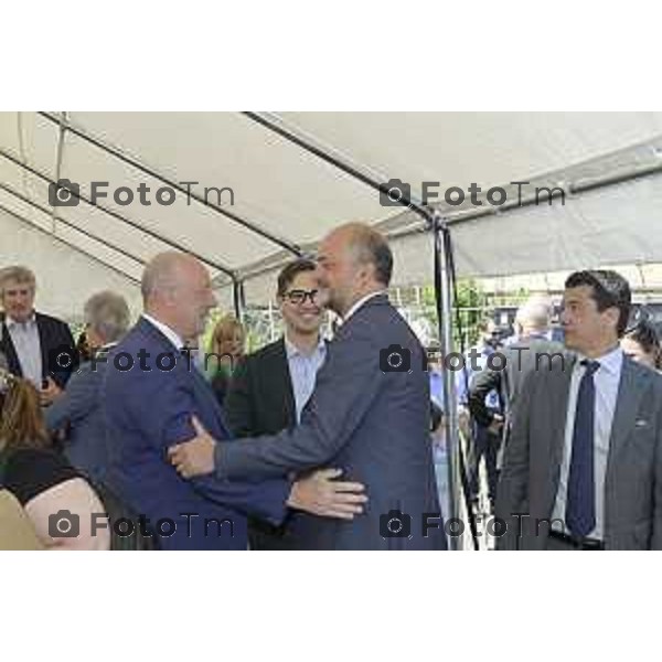 Tiziano Manzoni/LaPresse 10-7- 2025 Italia Cronaca Bergamo area ex caserme,Montelungo posa della prima pietra Colleoni, rigenerazione Bergamo.