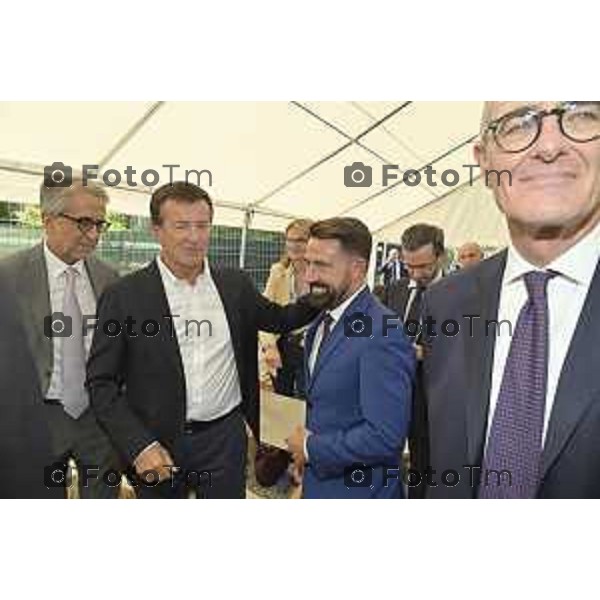 Tiziano Manzoni/LaPresse 10-7- 2025 Italia Cronaca Bergamo area ex caserme,Montelungo posa della prima pietra Colleoni, rigenerazione Bergamo.