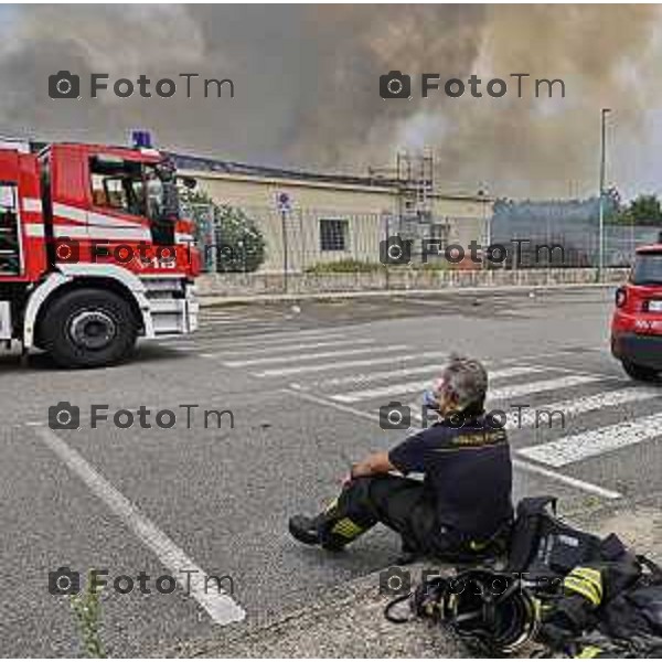 Tiziano Manzoni/LaPresse 14-8 2025 Italia Cronaca Bergamo Ghisalba BG incendio piscine dopo la fine dei lavori