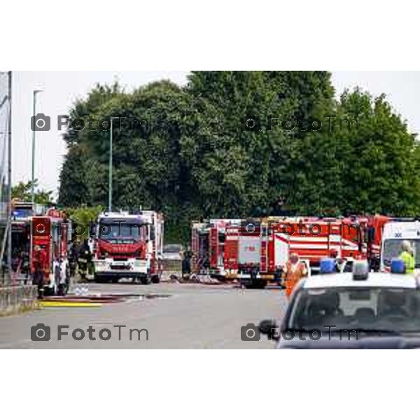 Tiziano Manzoni/LaPresse 14-8 2025 Italia Cronaca Bergamo Ghisalba BG incendio piscine dopo la fine dei lavori