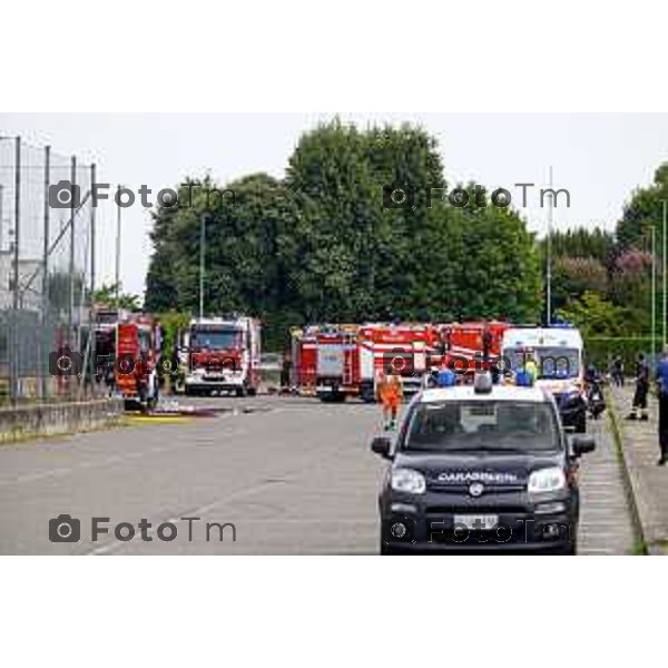 Tiziano Manzoni/LaPresse 14-8 2025 Italia Cronaca Bergamo Ghisalba BG incendio piscine dopo la fine dei lavori