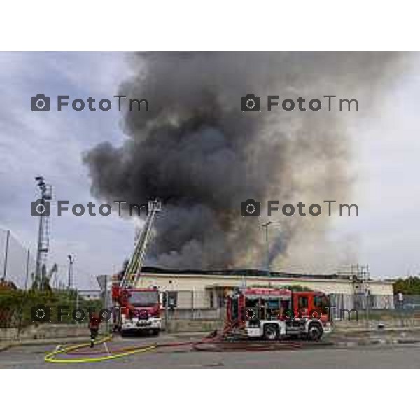 Tiziano Manzoni/LaPresse 14-8 2025 Italia Cronaca Bergamo Ghisalba BG incendio piscine dopo la fine dei lavori