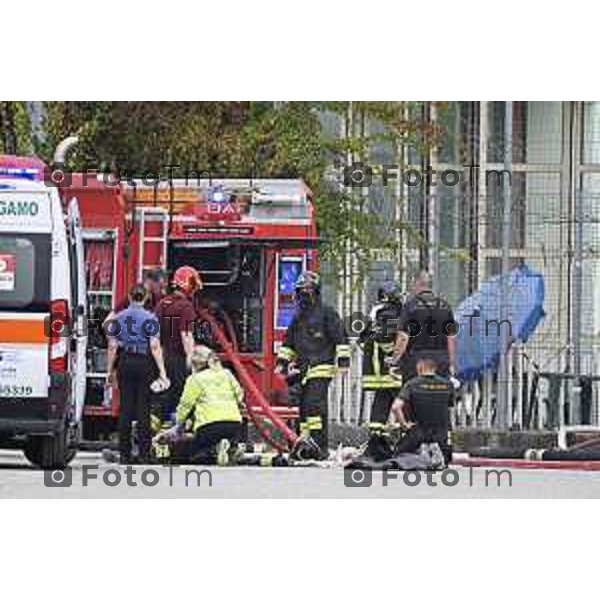 Tiziano Manzoni/LaPresse 14-8 2025 Italia Cronaca Bergamo Ghisalba BG incendio piscine dopo la fine dei lavori